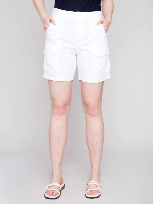 Cotton Cargo Shorts In White