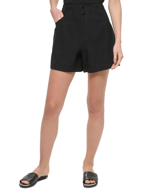 Womens High Waist Crinkle Casual Shorts