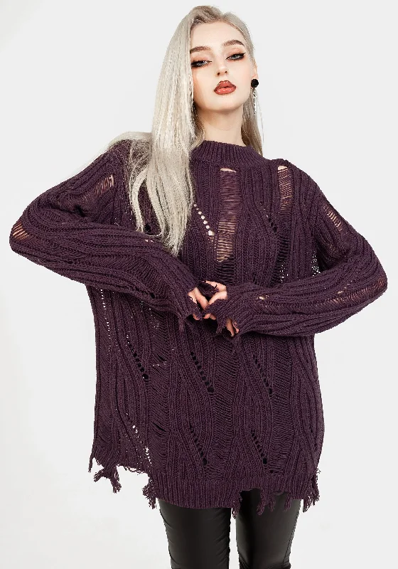 Dayglo Relaxed Knit Jumper In Lavender Mist