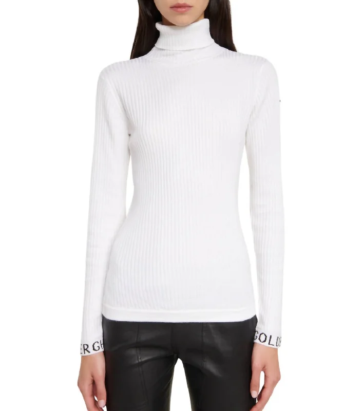 Mira Long Sleeve Knit Sweater In White