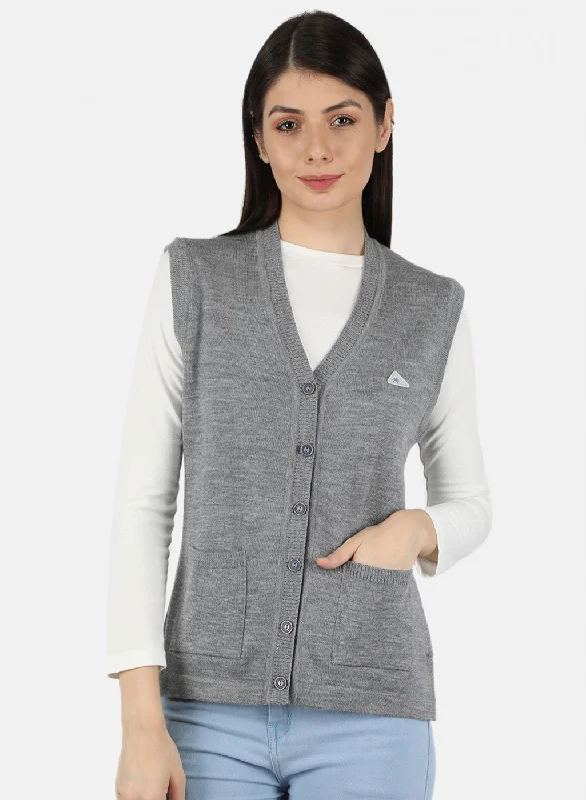 Women Grey Solid Cardigan