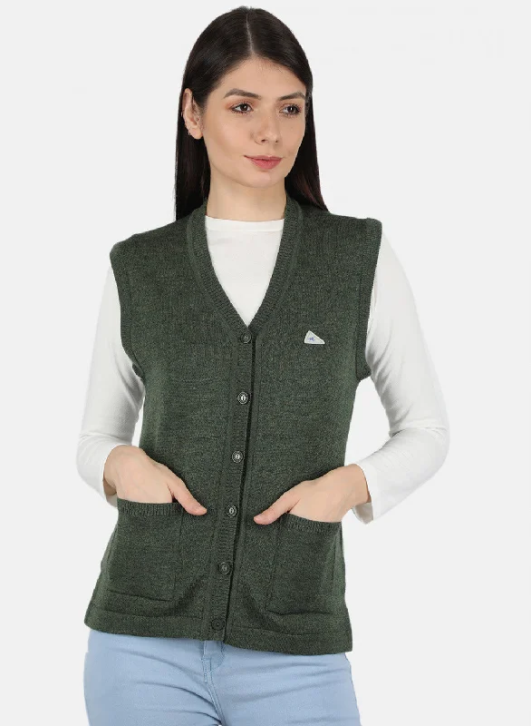 Women Olive Solid Cardigan