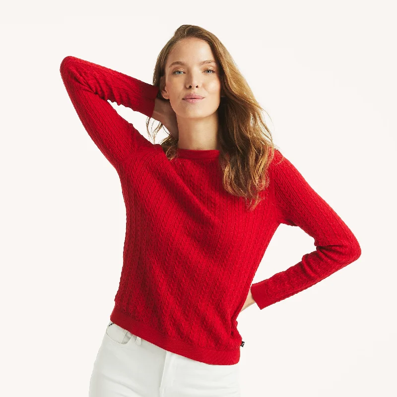 Nautica Womens Cable-Knit Boatneck Sweater