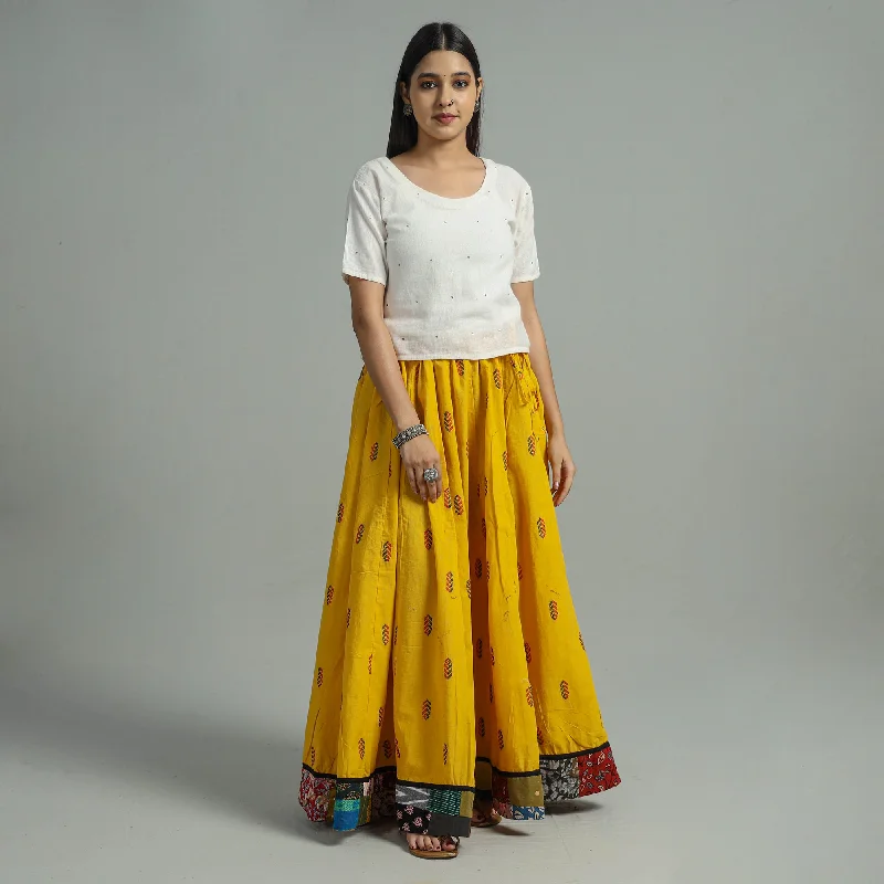 Yellow - Jacquard Patchwork 24 Kali Cotton Long Skirt 21