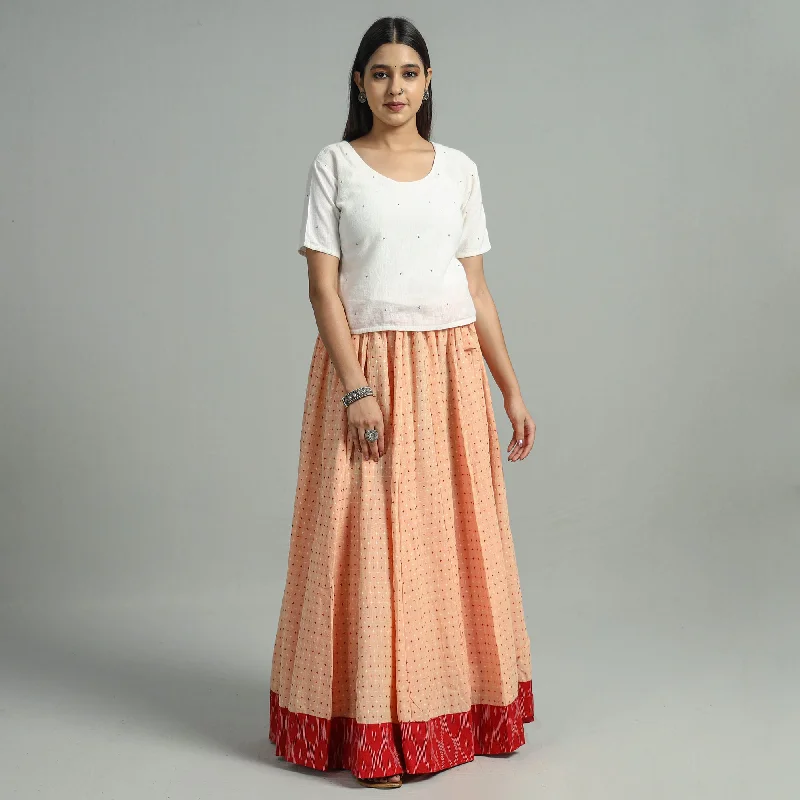 Peach - Jacquard Patchwork 24 Kali Cotton Long Skirt 25