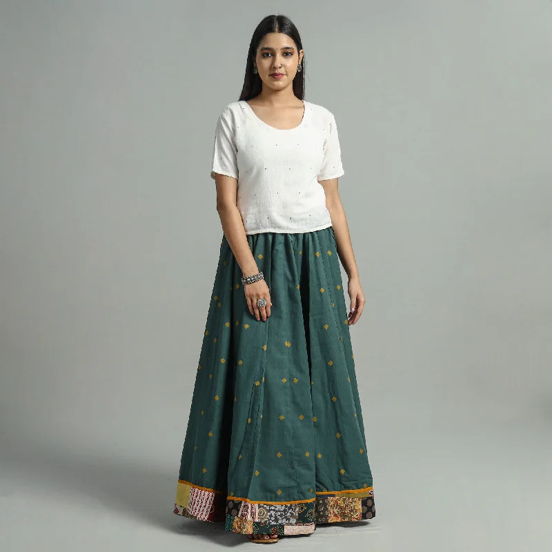 Green - Jacquard Patchwork 24 Kali Cotton Long Skirt 34