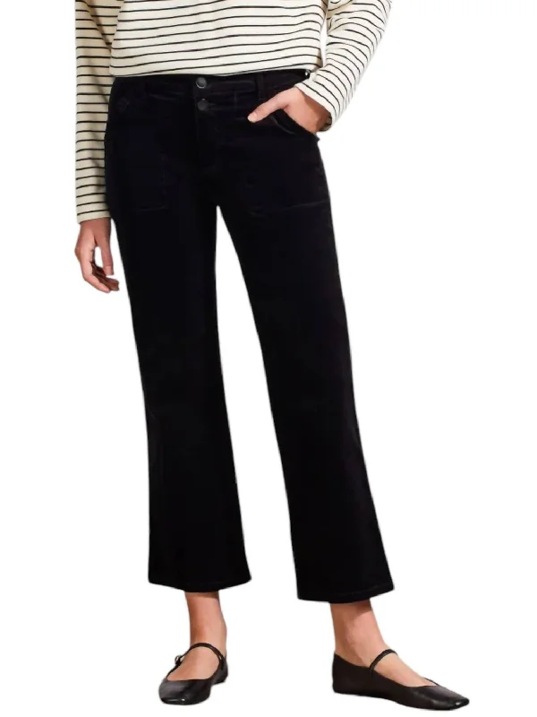 Corduroy Straight Leg Pants In Black